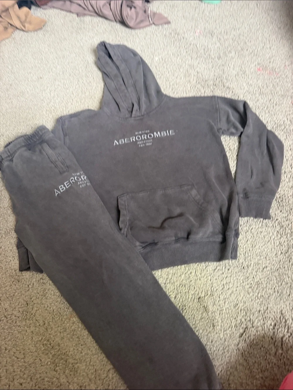 abercrombie kids Gray Hoodie and Jogger Set
